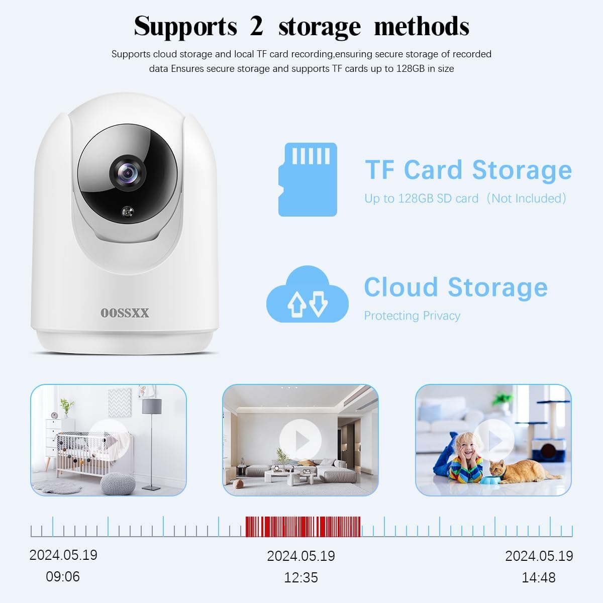 OOSSXX 2-Way Audio Indoor Security Camera, PTZ Nanny Cam Smart Wireless Cameras 2-Way Talk for Home Security Video Surveillance 1080P(4 Packs)