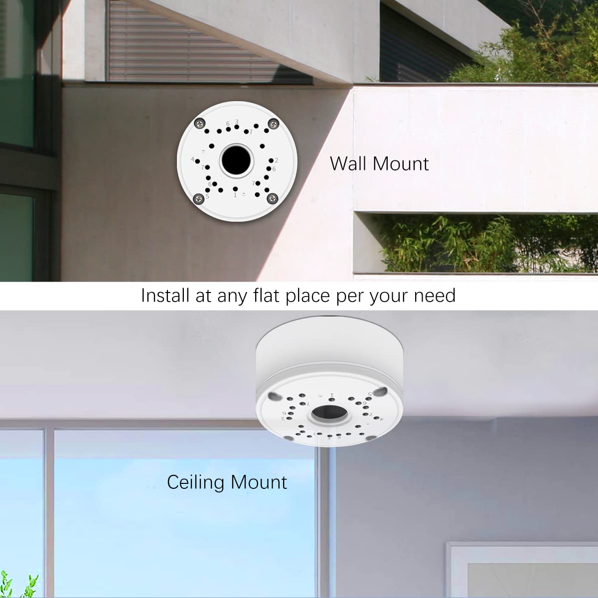 OOSSXX Junction Box Mount Bracket, Universal for Bullet Security Camera, Aluminum Waterproof Hide Cable Junction Box Compatible with Solar Panel, Fits Wall Ceiling