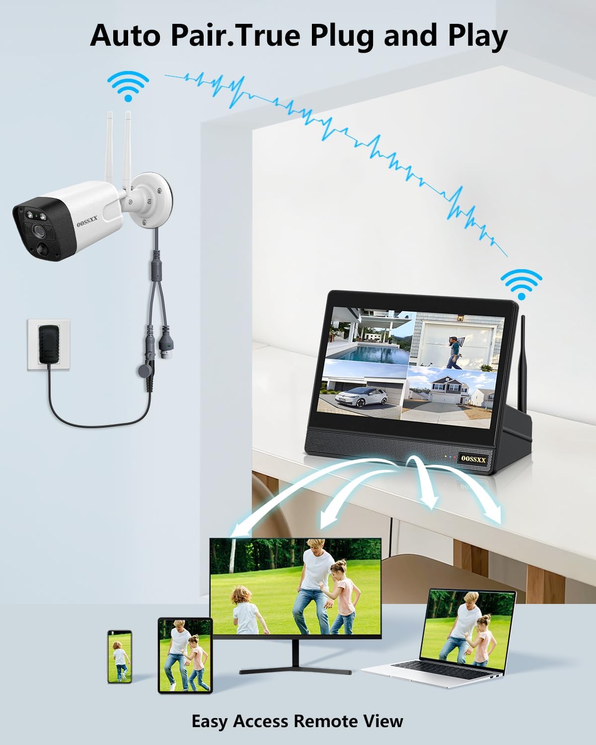 OOSSXX (10’’ UHD Monitor) 2-Way Audio 2-Antennas Enchance WiFi Wireless 5MP PIR Outdoor Camera Wireless Home Security Cameras System with Monitor Indoor Video Surveillance DVR Set (Enjoy $10 Off Instantly)