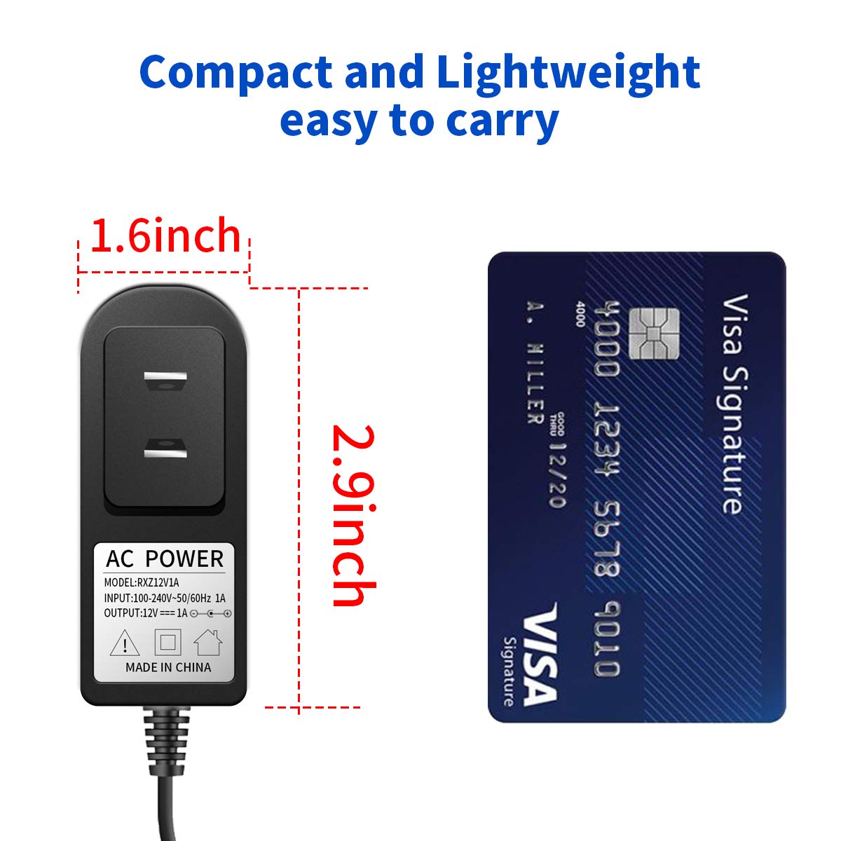 (AC zu DC 10ft Kabel)110-240V AC zu 12V DC 1A Netzteil für Überwachungskamera