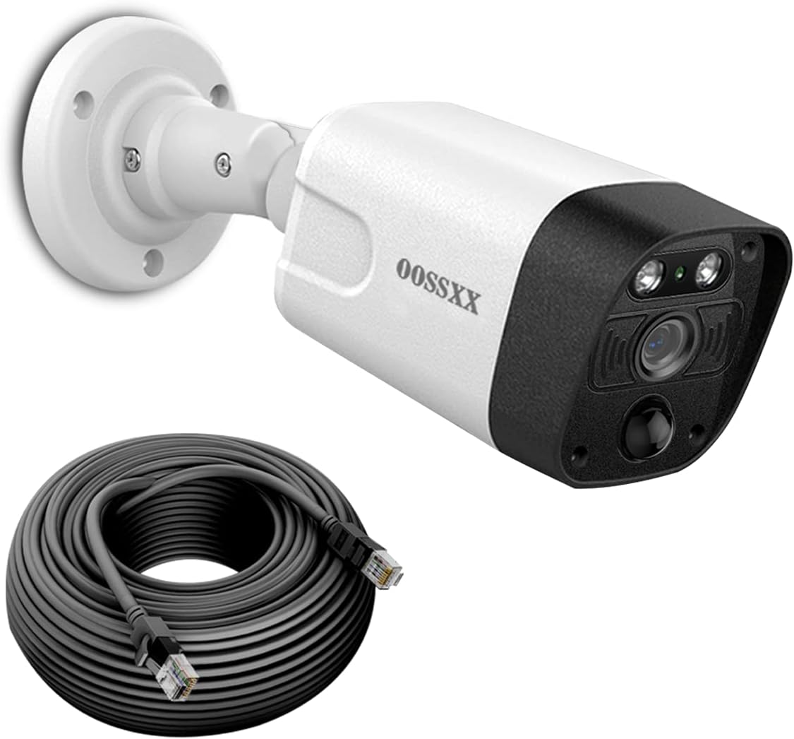 OOSSXX 4K PIR POE-Erweiterungskamera für Videoüberwachung im Innen- und Außenbereich, wasserdichte kabelgebundene POE-Kamera, IP-4K-8MP-Heimkamera, Nachtsicht, erweitern Sie einfach die POE-Kits