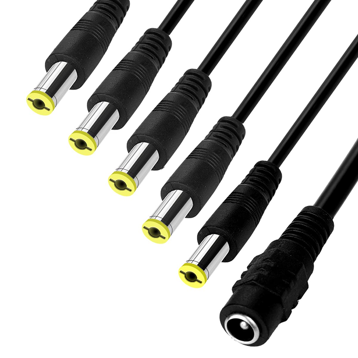 DC-Stromverteilerkabel, 1 Stecker auf 5 Ports, weiblich, 5,5 x 2,1 mm Stecker