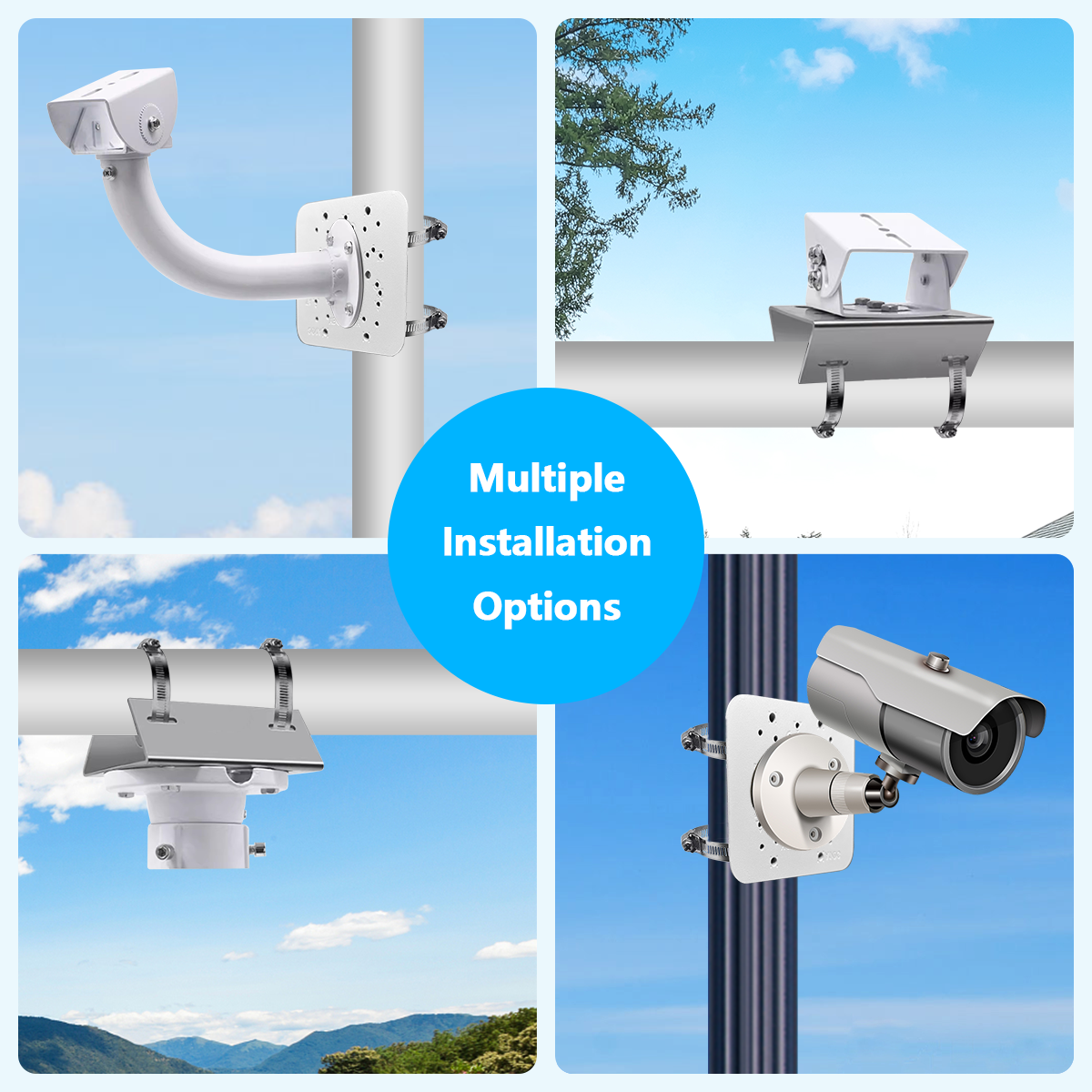 OOSSXX Universal Security Camera Mount Wall Mounting Brackets,Vertical Pole Mount Adapter Bracket for CCTV Camera,Pole Clamp,Solar Panel Clamps Outdoor Video Surveillance Equipment