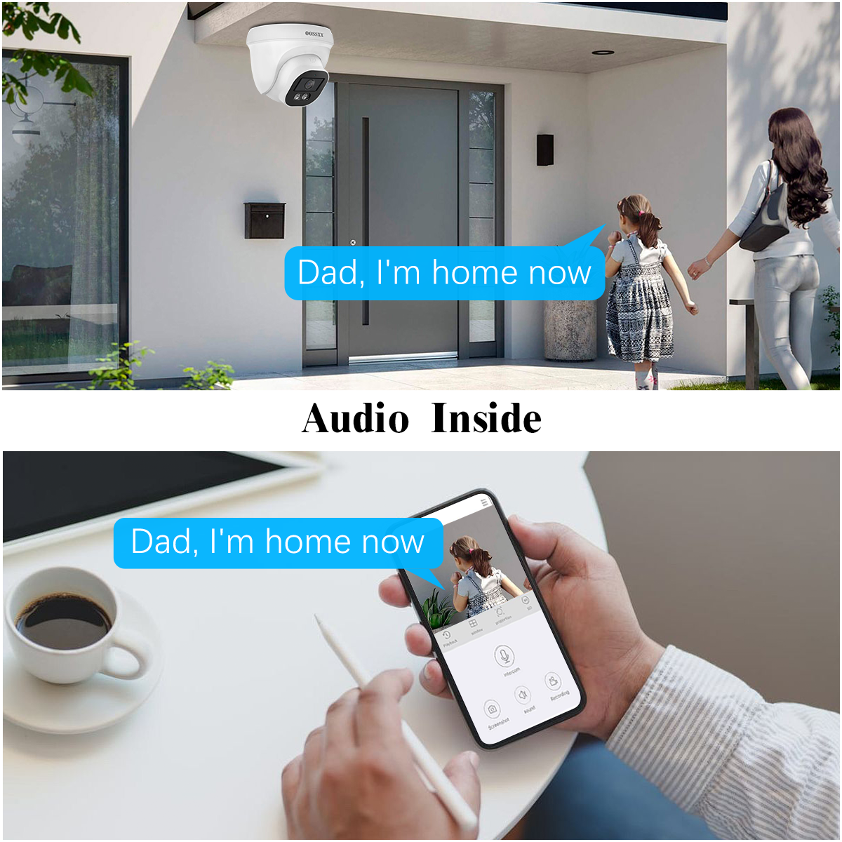 OOSSXX (4K/8,0 Megapixel & 130° Ultra-Weitwinkel) mit Audio-PoE-Dome-Sicherheitskamerasystem für den Außenbereich, kabelgebundenes IP-Überwachungskamerasystem für den Außenbereich