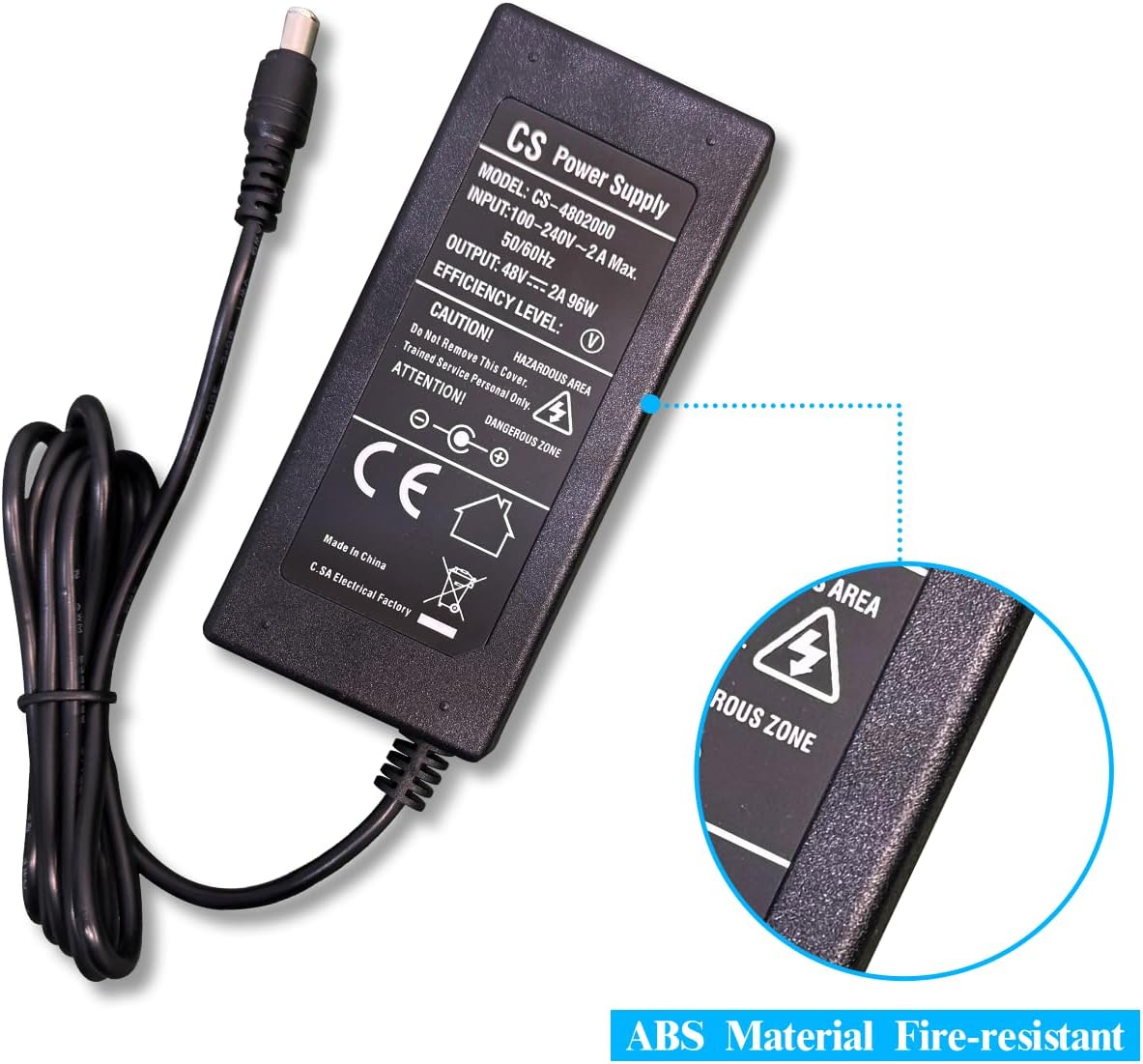 48 V 2 A Netzteiladapter kompatibel mit 8-Port-POE-NVR, AC 100–240 V auf DC 48 V 2 A Netzteil-Ladegerät NUR für OOSSXX-Sicherheitskamera