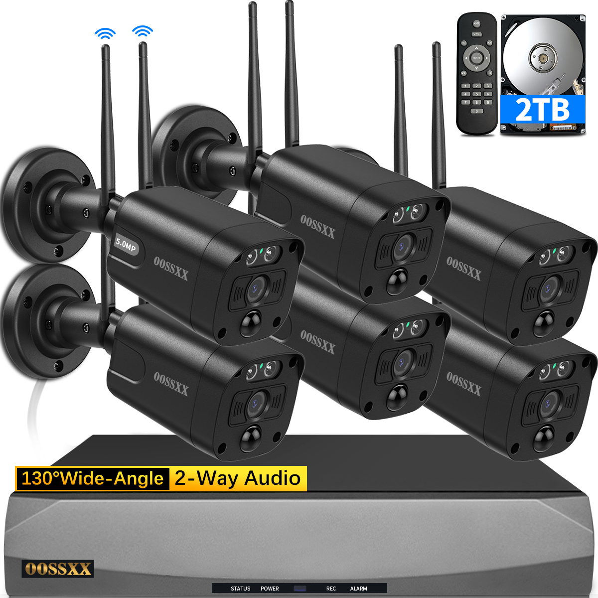 (5.5MP & PIR Detection) 2-Way Audio Dual Antennas Security Wireless Camera System 3K 5.0MP 1944P Wireless Video Surveillance Monitor NVR Kits Outdoor WiFi Security Cameras (Enjoy $20 Off Instantly)