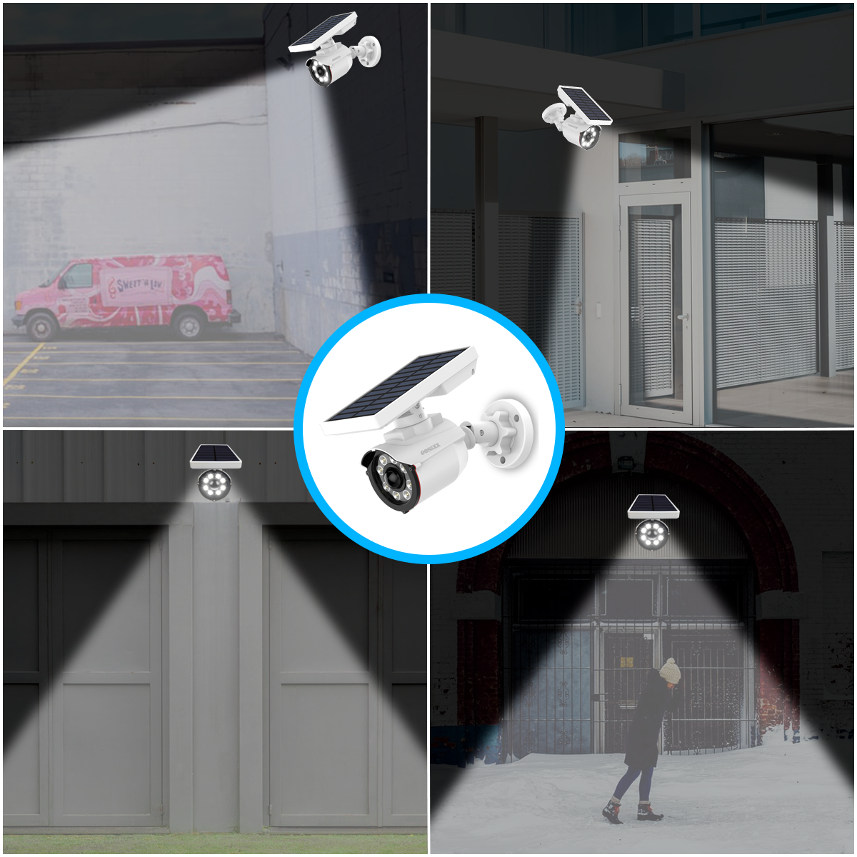 {Kabelloses Solar-Bewegungslicht} Bewegungsmelder für den Außenbereich, solarbetrieben, kabellose künstliche Kamera, hellste Flutlichter, Spotbeleuchtung, wasserdichter Scheinwerfer, Sicherheit zu Hause, LED-Leuchten, aktivierter Detektor (1 Stück)