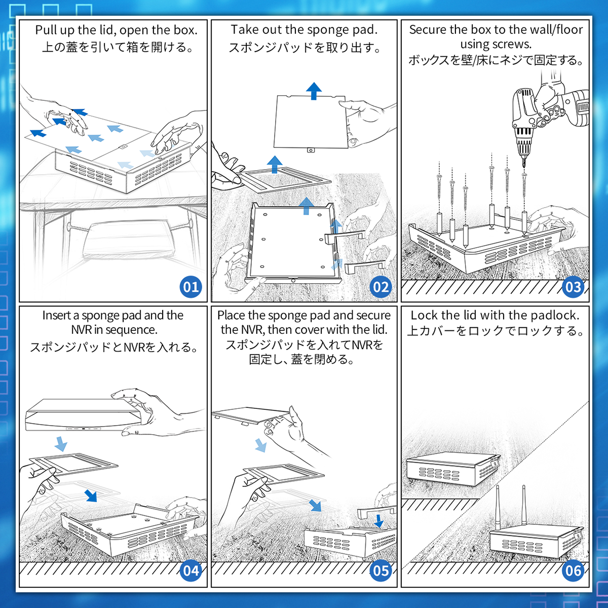 NVR/DVR Lock Box Heavy Duty Steel 9.13" x 10.7" x 2.48" for Wall or Floor Mount Enclosure, Metal Lockbox,Bulletproof-Grade Thick Steel Plate