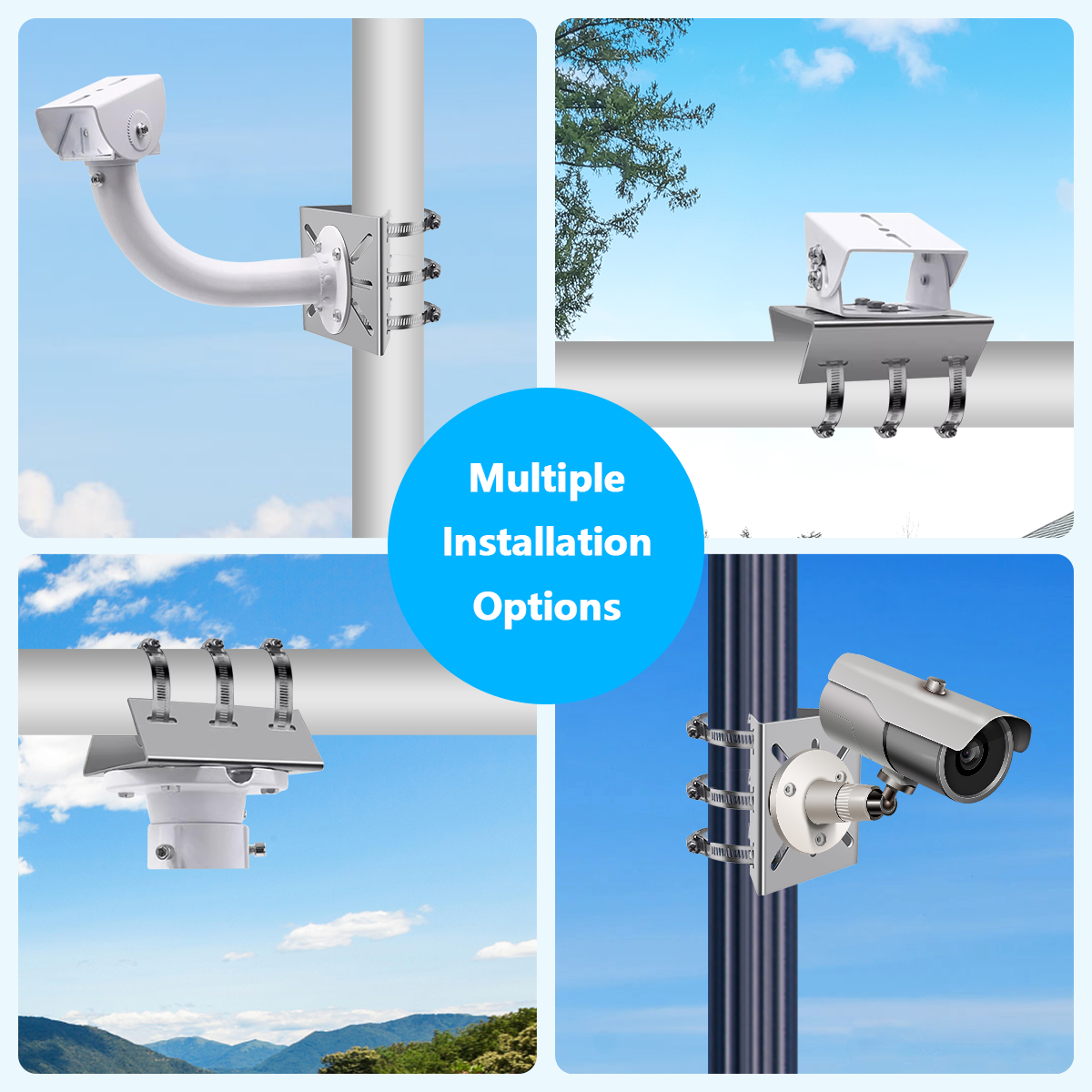 OOSSXX Universal Security Camera Mount Wall Mounting Brackets,Vertical Pole Mount for CCTV Camera,Pole Clamp Bracket,Outdoor Camera Mount Solar Panel Clamps Video Surveillance Equipment