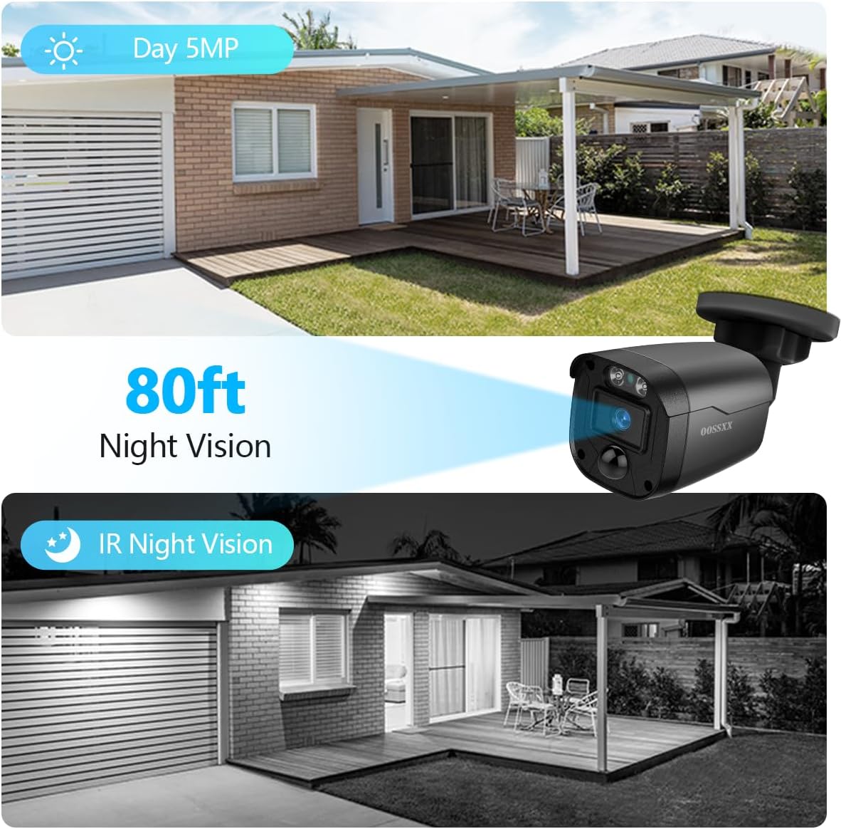 Full HD 5MP Definition Wired Security Camera System Outdoor Home Video Surveillance Cameras CCTV Camera Security System Outside Surveillance Video Equipment DVR Kits (All-in-one Monitor) (Enjoy $10 Off Instantly)