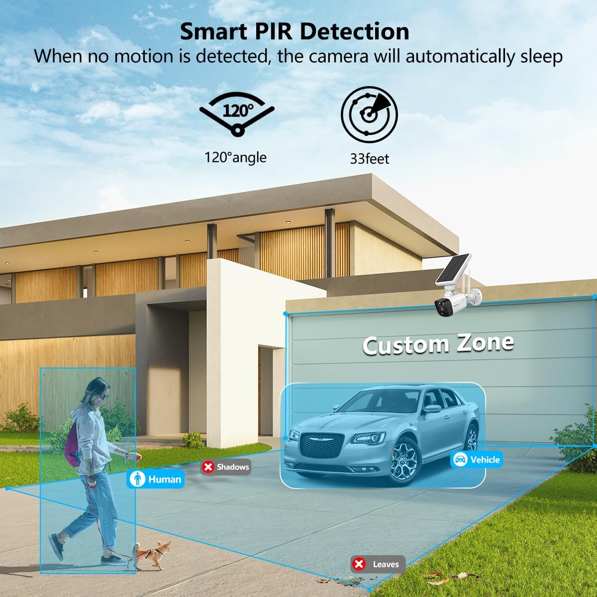 OOSSXX Solar Security Camera Outdoor Wireless Solar Powered Wireless Camera with Rechargeable Battery, WiFi Home Surveillance Camera 4.0MP with Two Way Audio (4MP 4 Packs)