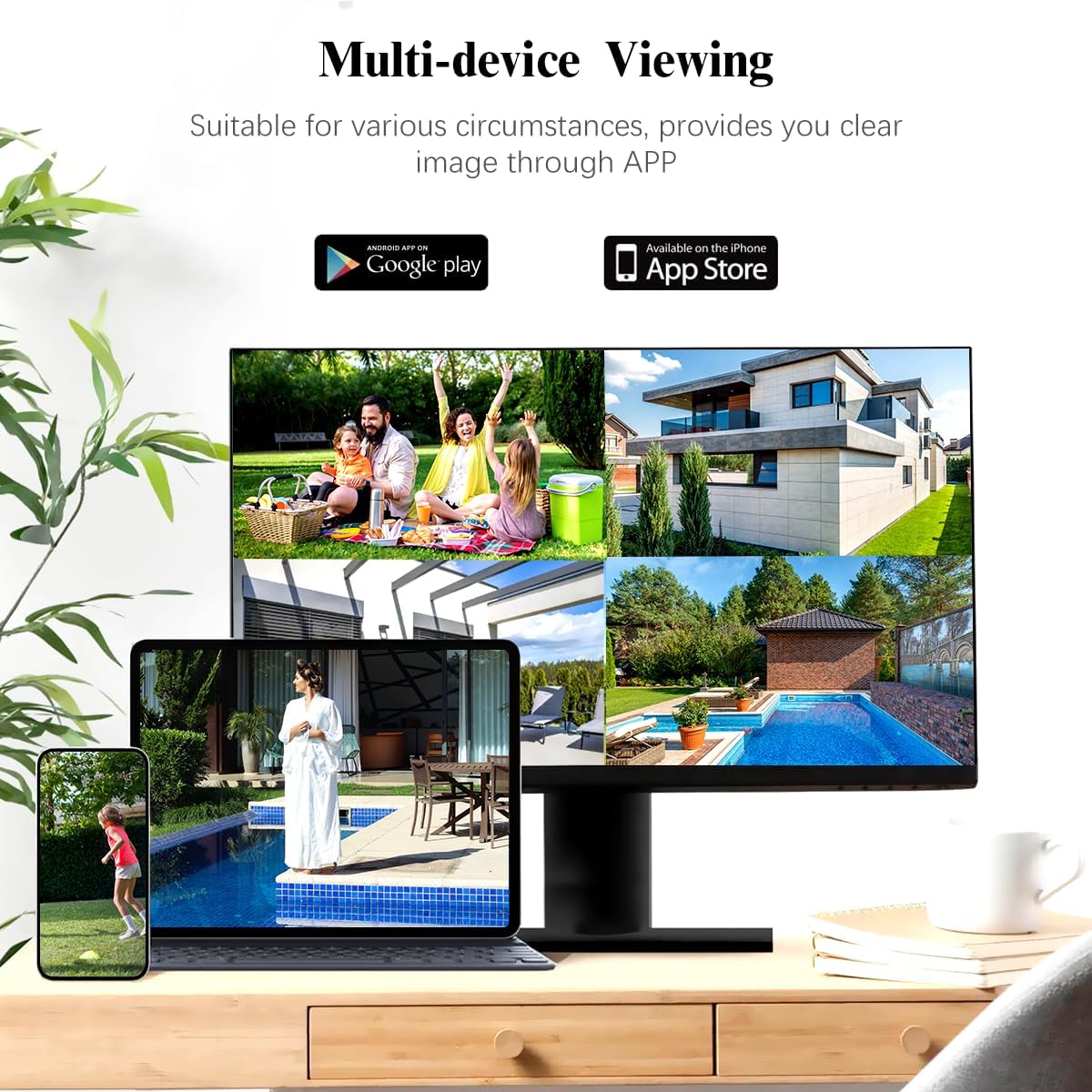 Full HD 5MP Definition Wired Security Camera System Outdoor Home Video Surveillance Cameras CCTV Camera Security System Outside Surveillance Video Equipment DVR Kits (All-in-one Monitor) (Enjoy $10 Off Instantly)