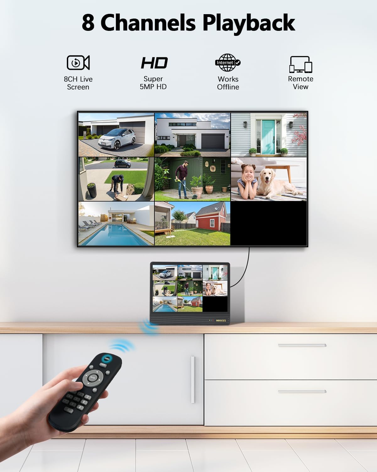 10.1'' All-in-One DVR Monitor 8-Channel Hybrid Capability 5-in-1 Digital Video Recorder 5.0MP HD Security DVR Recorder AHD/Analog/TVI/CVBS/IP Security Camera