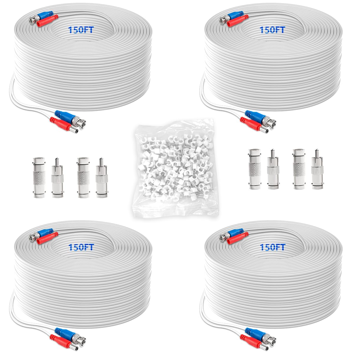 OOSSXX 4 x 60 Fuß Ethernet-Kabel PoE Videosicherheitsnetzwerkkabel Überwachung PoE-Sicherheitskamerasystem