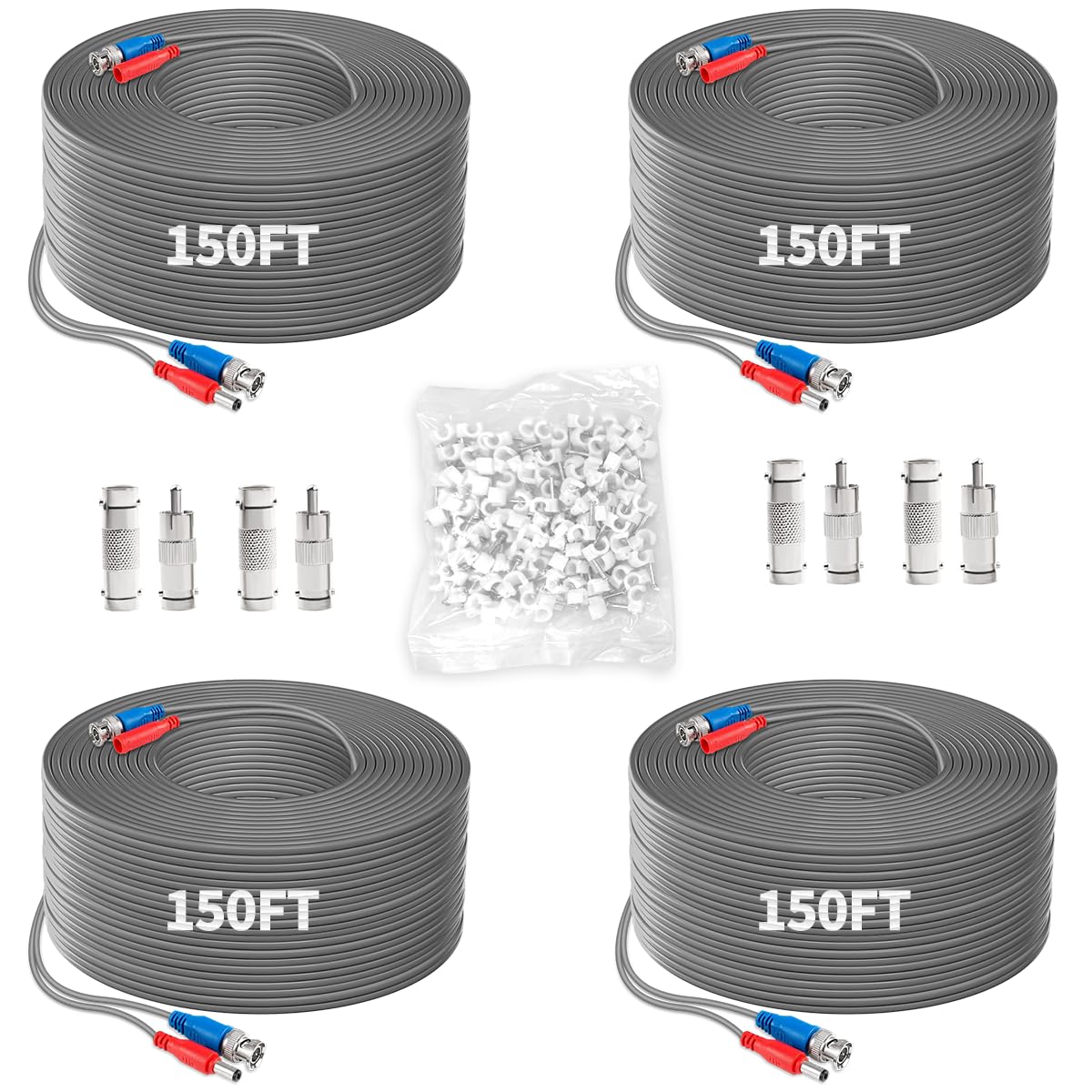 OOSSXX 4 x 60 Fuß Ethernet-Kabel PoE Videosicherheitsnetzwerkkabel Überwachung PoE-Sicherheitskamerasystem