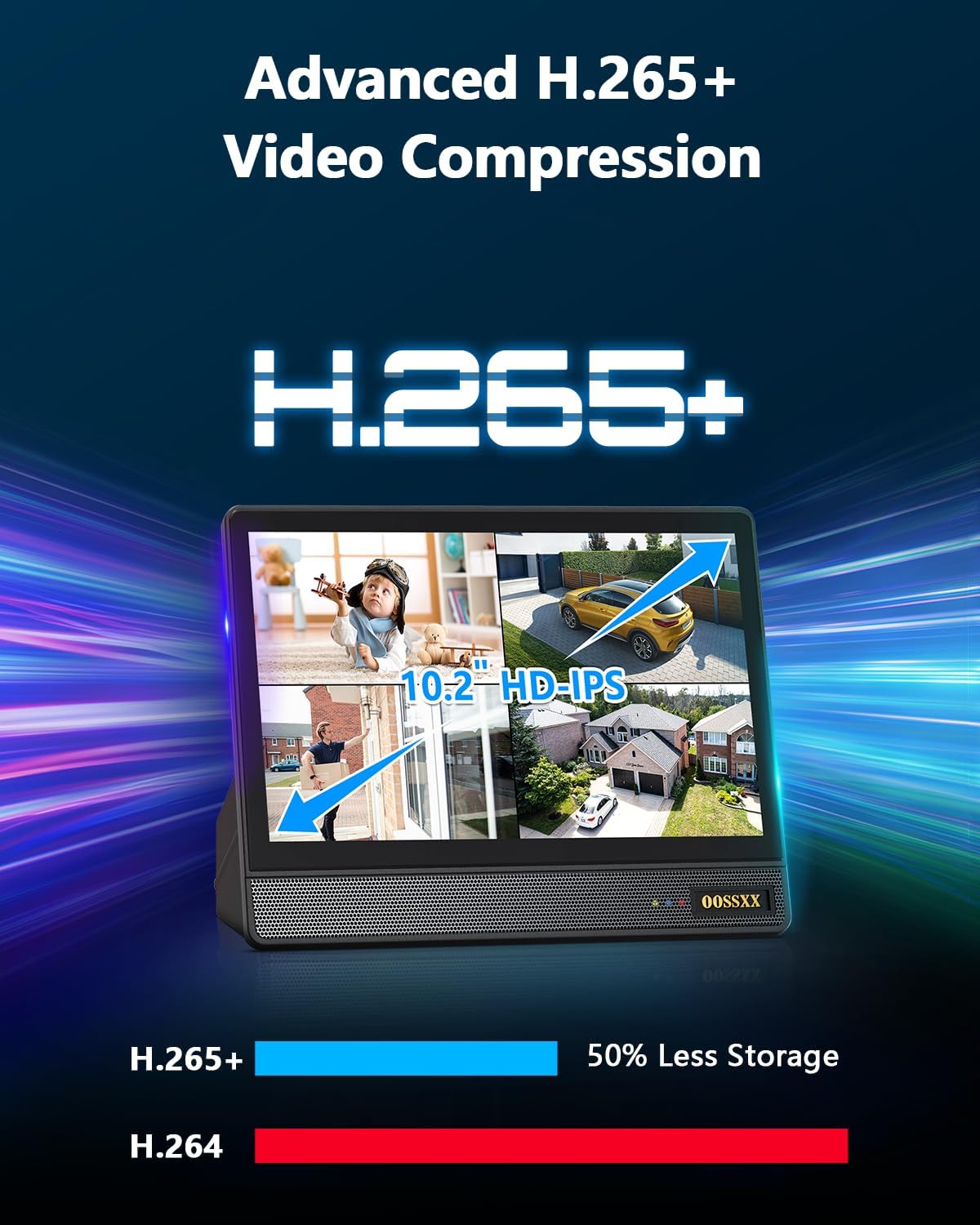 10.1'' All-in-One DVR Monitor 8-Channel Hybrid Capability 5-in-1 Digital Video Recorder 5.0MP HD Security DVR Recorder AHD/Analog/TVI/CVBS/IP Security Camera