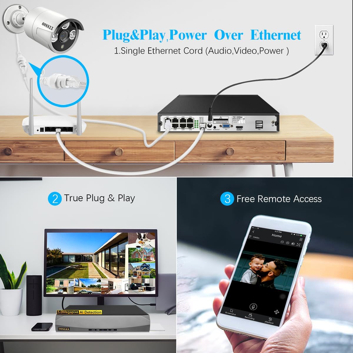 (HD 2.7K 5.0MP with Audio) Outdoor Wired Security Camera Systems PoE Outdoor Surveillance Video System (Enjoy $20 Off Instantly)