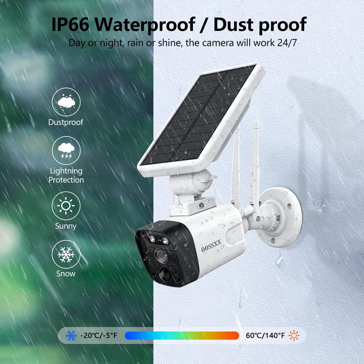 OOSSXX (Solar Power Battery 100% Wire-Free) All-in-one Monitor 2-Way Audio Solar Powered Security Camera System with Monitor Outdoor Wireless Home Security System WiFi Cameras Surveillance Systems