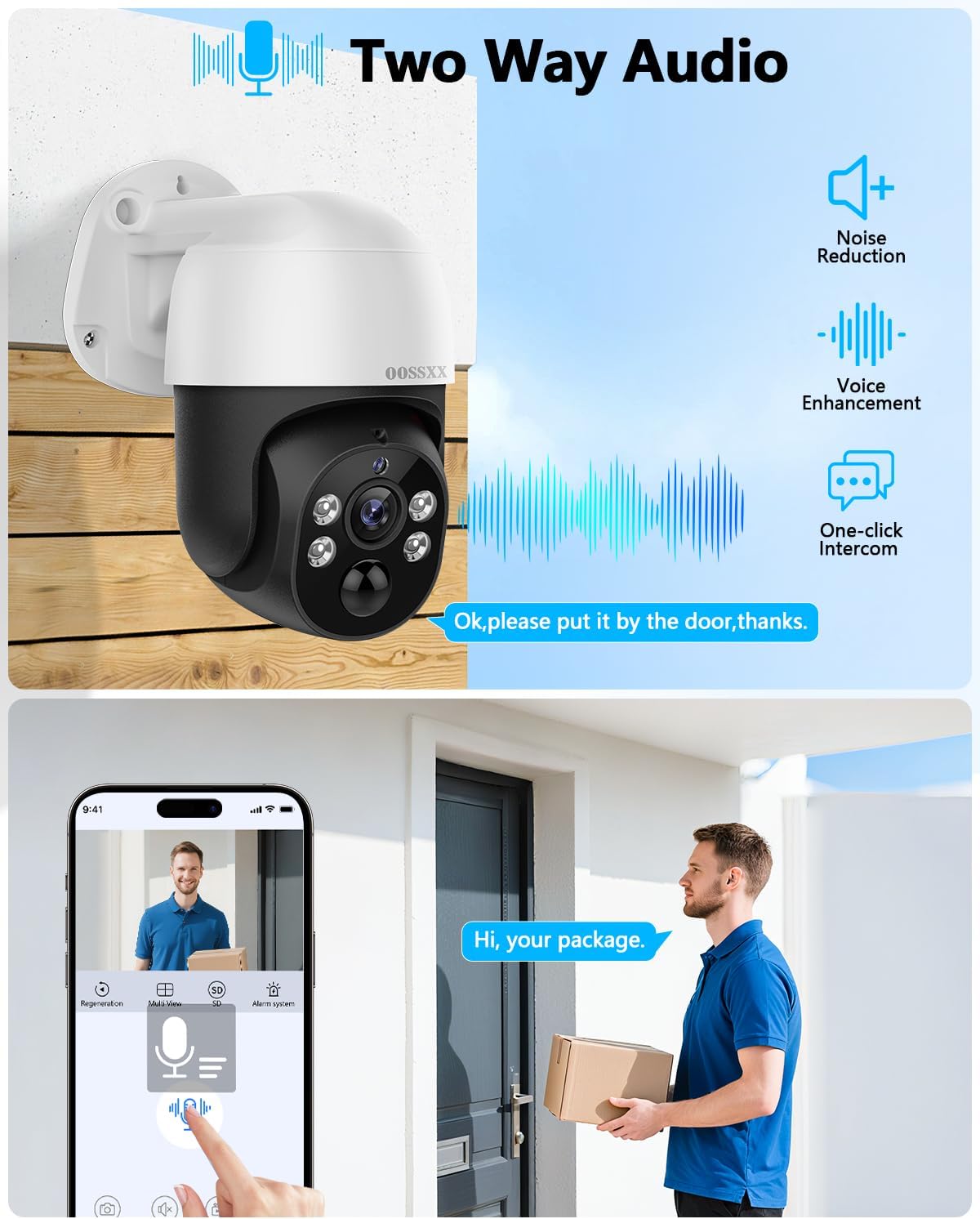 OOSSXX (4K/8.0 Megapixel & PTZ Digital Zoom) 2-Way Audio PoE Outdoor Home Security Camera System Wired Outdoor Video Surveillance IP Cameras System (Enjoy $20 Off Instantly)