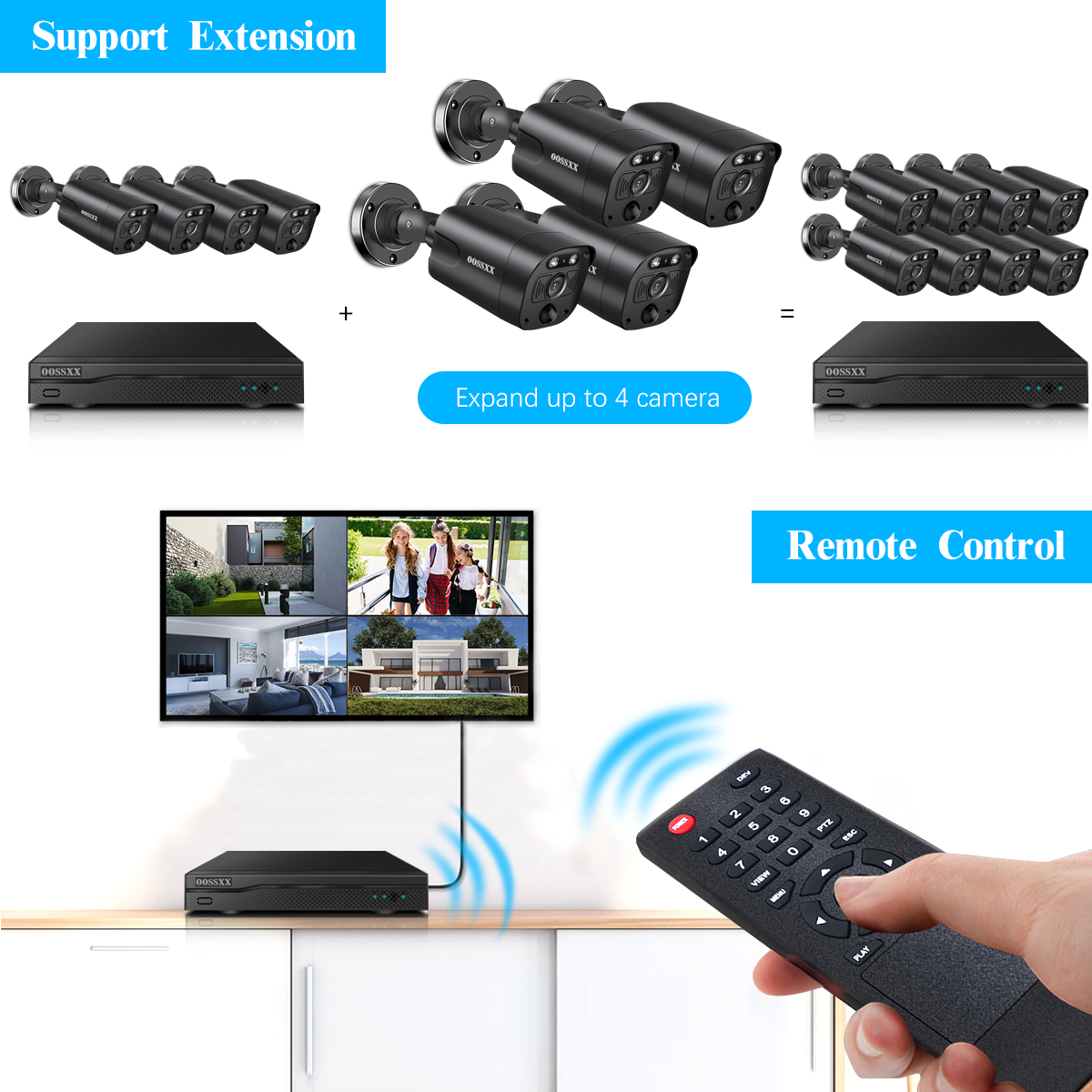 Schwarzes (4K/8,0 Megapixel und 130° Ultra-Weitwinkel) 2-Wege-Audio-PoE-Sicherheitskamerasystem für den Außenbereich, kabelgebundenes IP-Videoüberwachungssystem für den Außenbereich