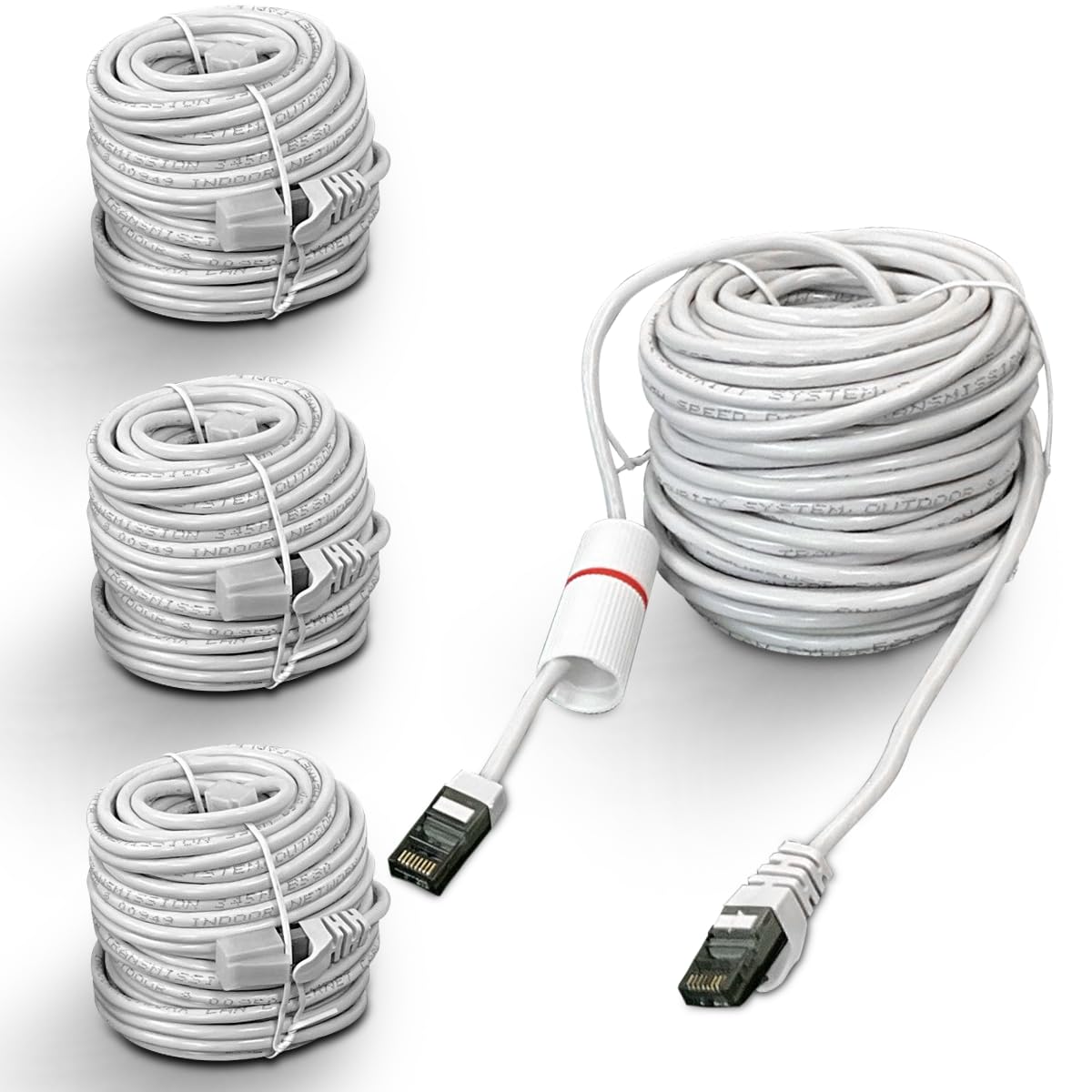 OOSSXX 4X 60 Feet Ethernet Cable POE Cameras Systems Video Security Network Cable Security Surveillance POE Camera System