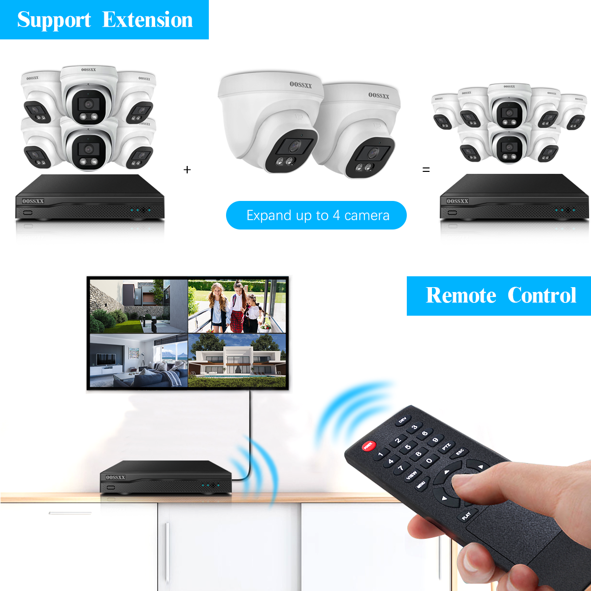 OOSSXX (4K/8,0 Megapixel & 130° Ultra-Weitwinkel) mit Audio-PoE-Dome-Sicherheitskamerasystem für den Außenbereich, kabelgebundenes IP-Überwachungskamerasystem für den Außenbereich