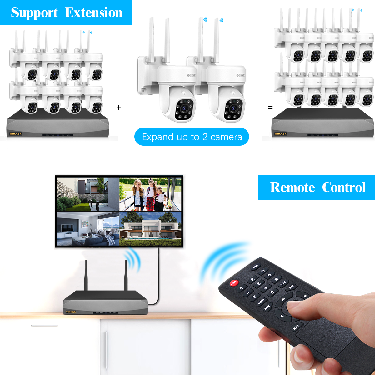 (Auto-Tracking & 2-Way Audio) WiFi PTZ Outdoor Security Camera System Pan 5MP Wireless Cameras System 10 Channel NVR Video Surveillance DVR Set (Enjoy $20 Off Instantly)