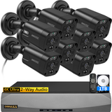 Load image into Gallery viewer, Black {4K/8.0 Megapixel &amp; 130° Ultra Wide-Angle} 2-Way Audio PoE Outdoor Home Security Camera System, 8 Wired Outdoor IP Cameras, 8-Channel NVR