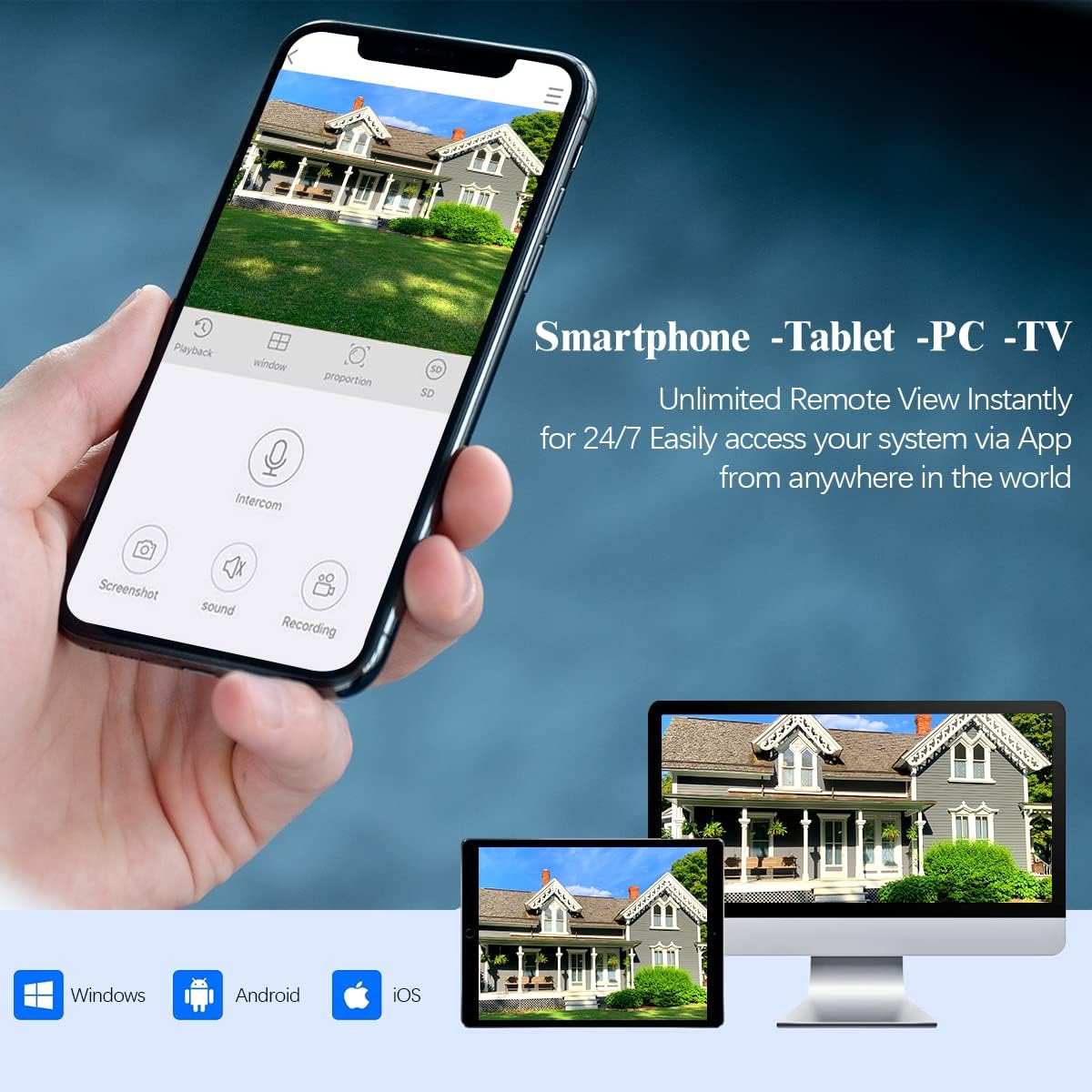 OOSSXX (100% Wire-Free Wireless Solar Cameras) 2-Way Audio 2-Antennas Enhance Battery Outdoor Wireless Security Camera System WiFi Battery Video Surveillance System