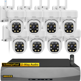 Load image into Gallery viewer, (2-Way Audio &amp; PTZ Camera) 5.0MP Outdoor Wireless PTZ Security Camera System 10-Channel NVR