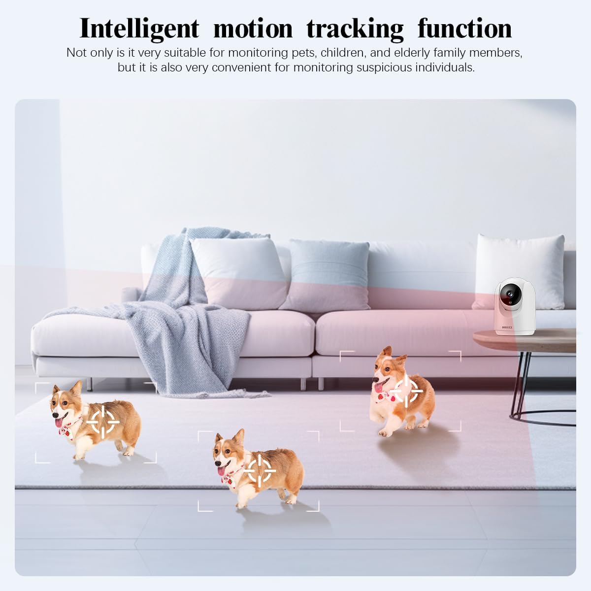 OOSSXX 2.7K Resolution 2-Way Audio Indoor Security Camera Video Baby Monitor and Pet Monitor Free App, PTZ Nanny Cam Smart Wireless Cameras 2-Way Talk for Home Video Surveillance 4-Packs