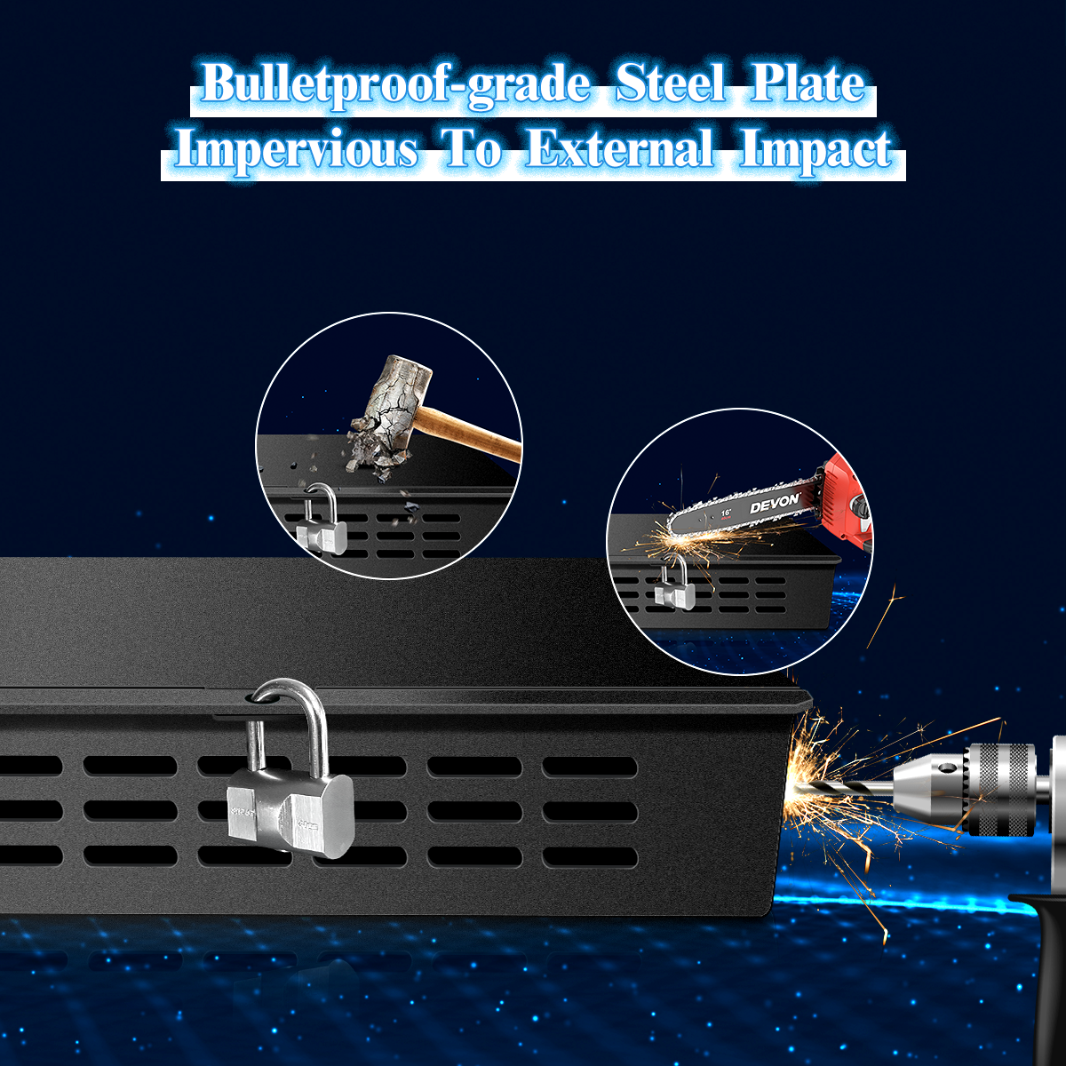 NVR/DVR Lock Box Heavy Duty Steel 9.13" x 10.7" x 2.48" for Wall or Floor Mount Enclosure, Metal Lockbox,Bulletproof-Grade Thick Steel Plate