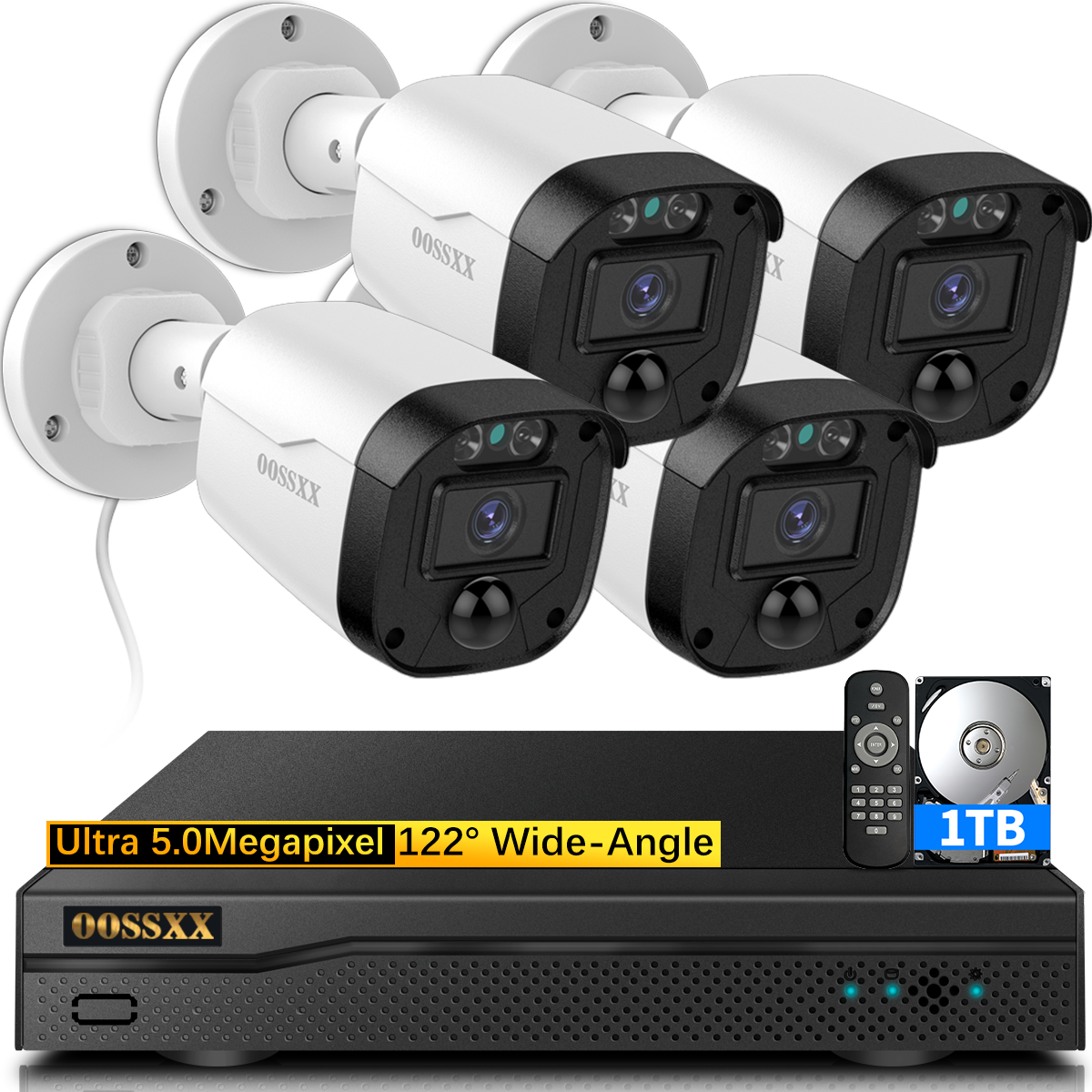 Full HD 5MP Definition Wired Security Camera System Outdoor Home Video Surveillance Cameras CCTV Camera Security System Outside Surveillance Video Indoor