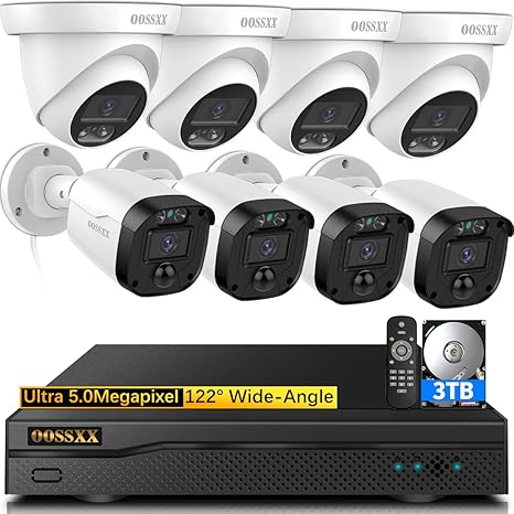 (Full HD 5MP Definition) Wired Security Camera System Outdoor Home Video Surveillance Cameras CCTV Camera Security System Outside Surveillance Video Equipment Indoor