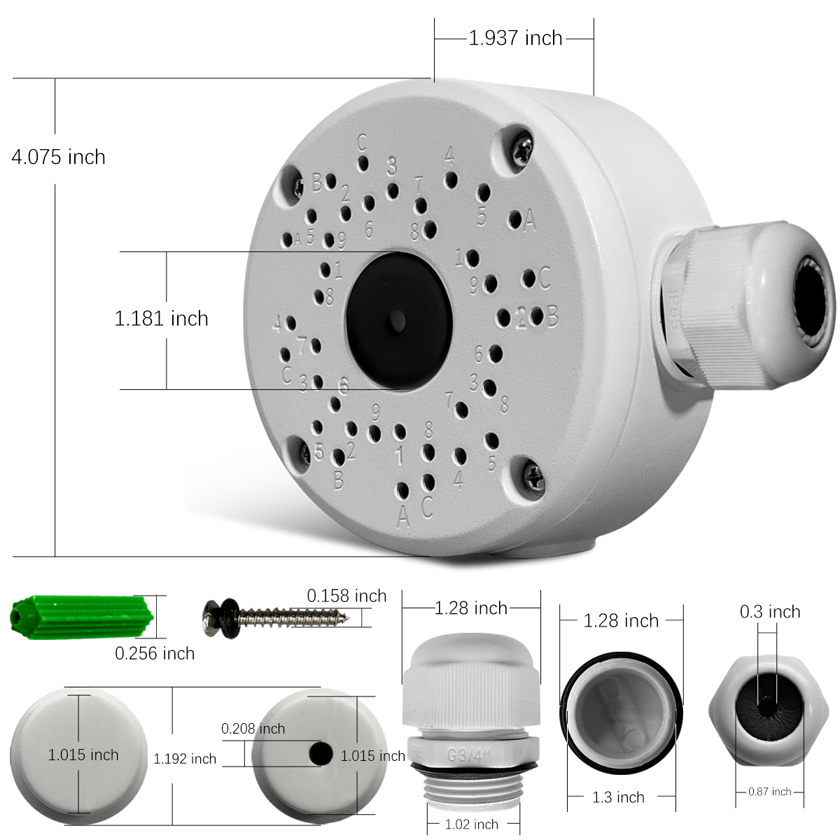 (New Upgrade) Security Camera Junction Box,Universal IP Camera Mount,Security Camera Bracket Outdoor,Metal Aluminum Waterproof