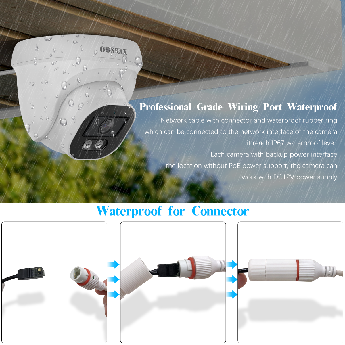 OOSSXX (4K/8,0 Megapixel & 130° Ultra-Weitwinkel) mit Audio-PoE-Dome-Sicherheitskamerasystem für den Außenbereich, kabelgebundenes IP-Überwachungskamerasystem für den Außenbereich