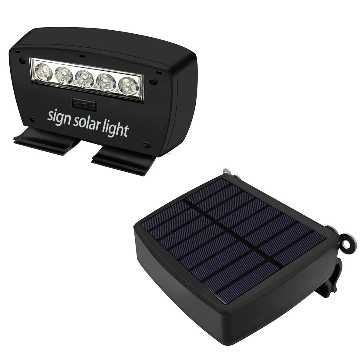 OOSSXX Solar Power Deck LED Light Clip-On Yard Security Sign Spotlight (Large Capacity Battery, Max14 Hours Working)