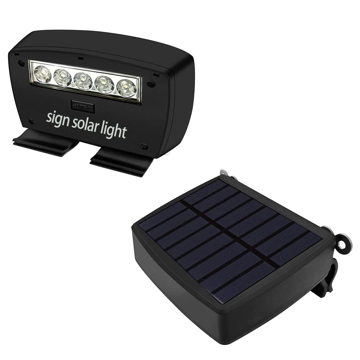 OOSSXX (Set of 2) Solar Power Deck LED Light Clip-On Yard Security Sign Spotlight (Large Capacity Battery, Max14 Hours Working)