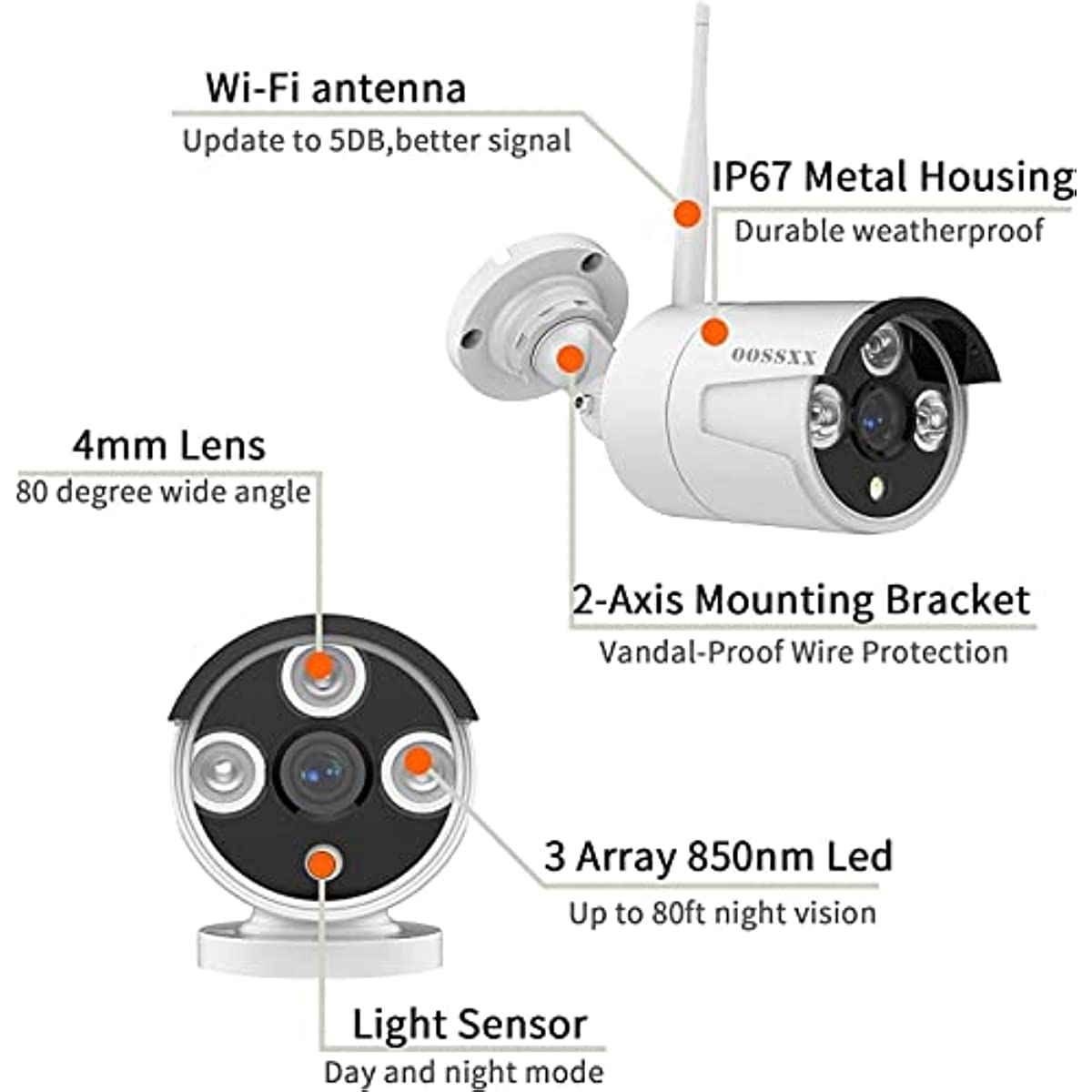 OOSSXX Just for Old Wireless System Extend Camera Outdoor Security 1080P IP67 Waterproof WiFi Camera, Wireless Surveillance