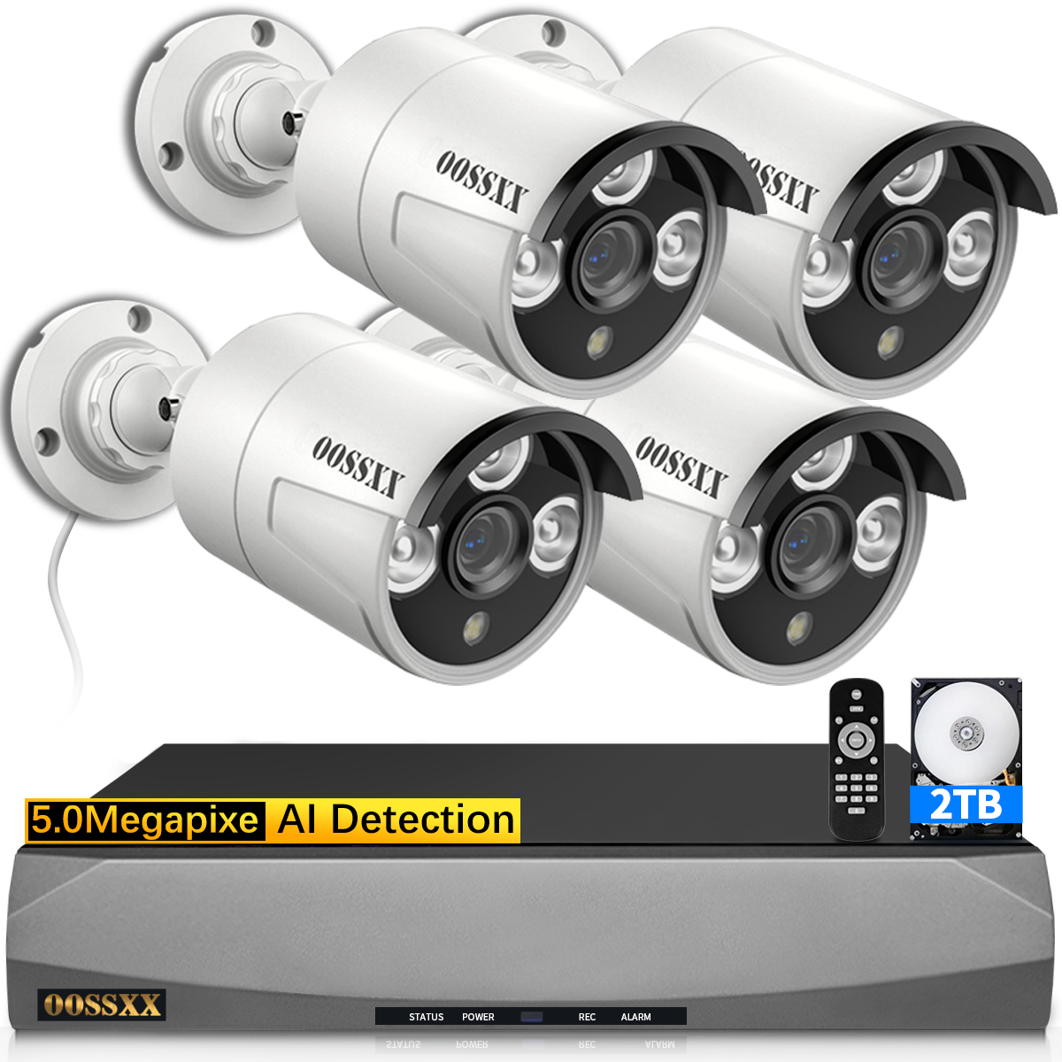 (HD 2.7K 5.0MP with Audio) Outdoor Wired Security Camera Systems PoE Outdoor Surveillance Video System (Enjoy $10 Off Instantly)