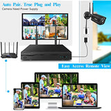 Load image into Gallery viewer, Black Dual Antennas 3K 5.0MP Wireless Surveillance Camera Monitor NVR Kits, 4 Pcs Outdoor WiFi Security Cameras
