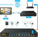 Load image into Gallery viewer, {Full Gigabit} OOSSXX 8 Port Gigabit PoE Switch, with 2 Uplink 1 SFP Port, 150W 1000Mbps Unmanaged POE Network Switches, Built-in Power