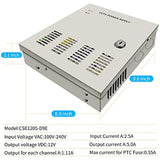 Load image into Gallery viewer, DC 12V 5A 9CH CCTV Power Supply 9 Channel Port Box,CCTV DC Distributed Power Box Supply Output AC to DC 12V 5A,AC Plug and Lock for Security Cameras
