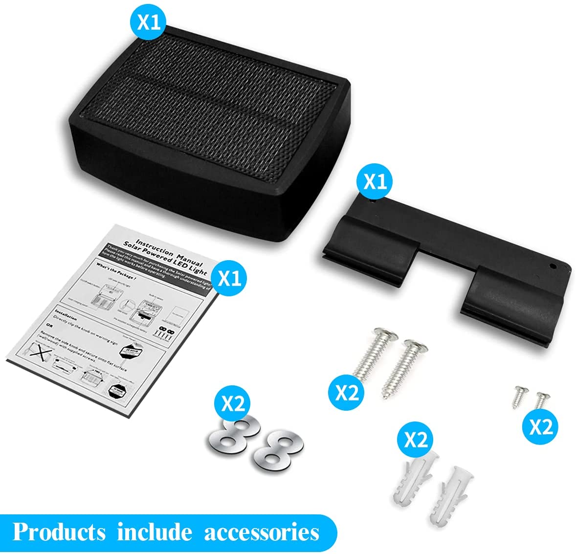 OOSSXX Solar Power Deck LED Light Clip-On Yard Security Sign Spotlight (Large Capacity Battery, Max14 Hours Working)