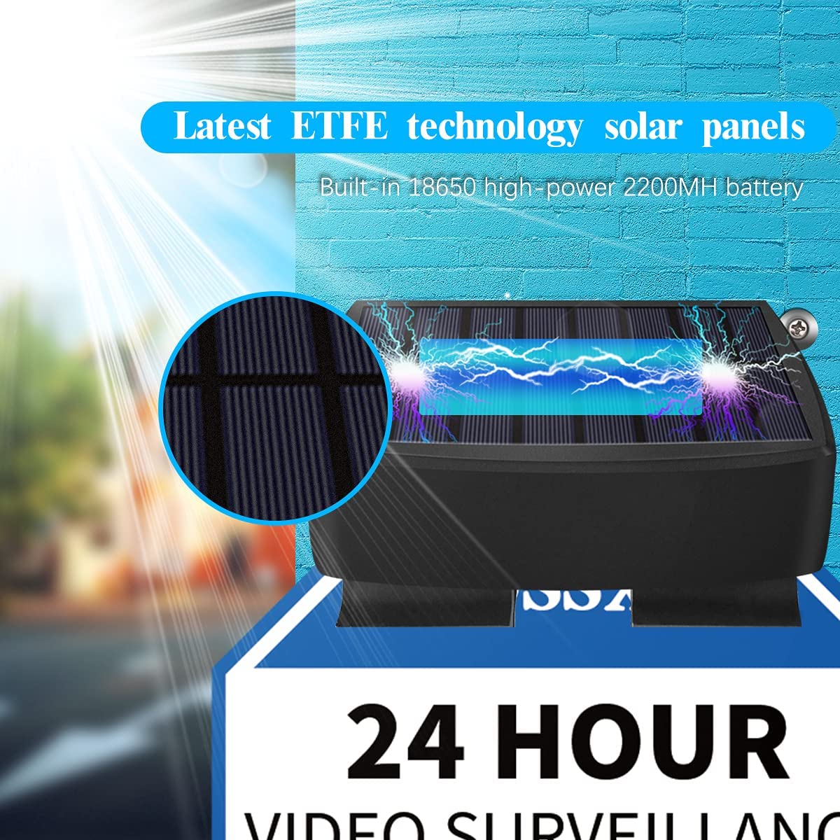OOSSXX Solar Power Deck LED Light Clip-On Yard Security Sign Spotlight (Large Capacity Battery, Max14 Hours Working)