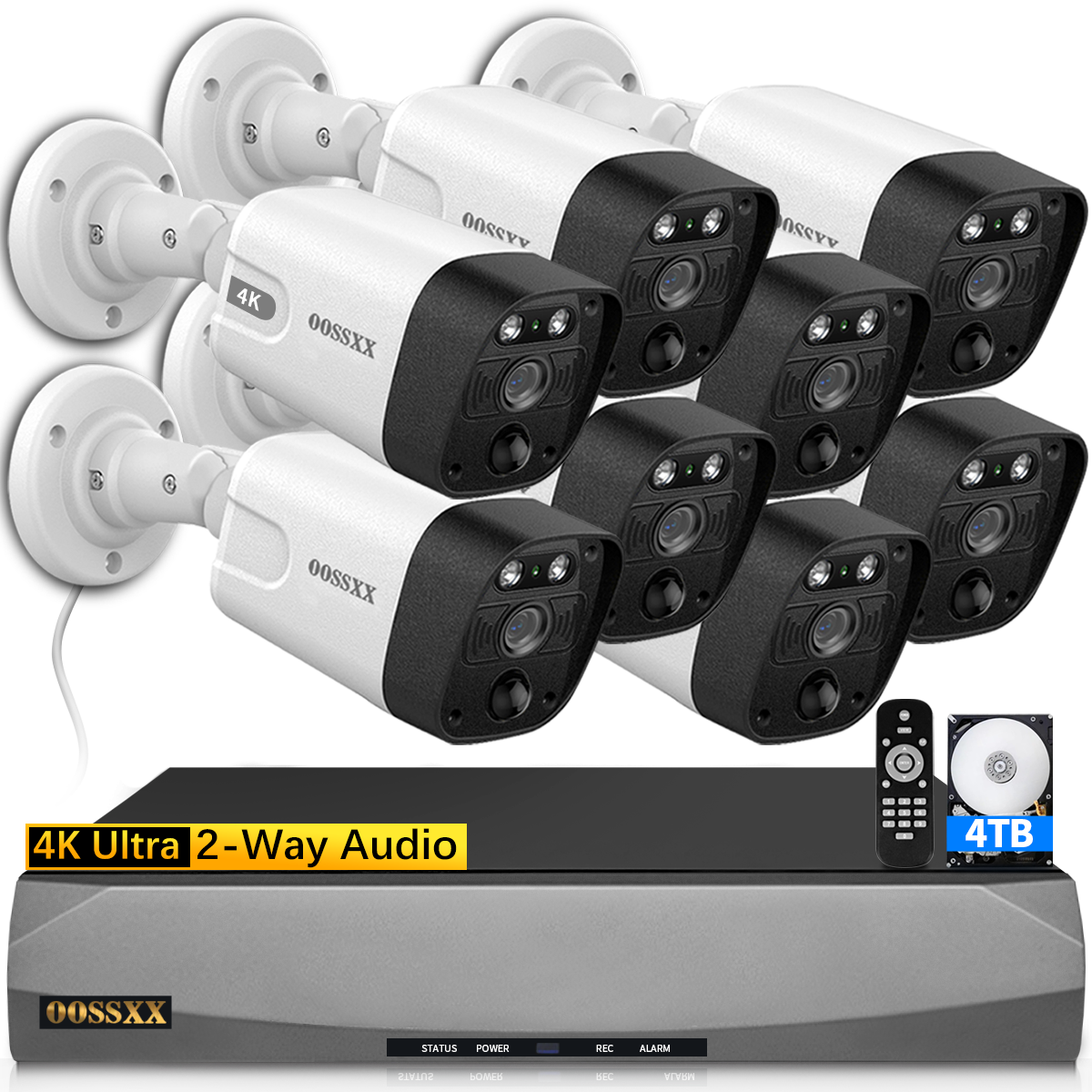 (4K/8.0 Megapixel & 130° Ultra Wide-Angle) 2-Way Audio PoE Outdoor Home Security Camera System, 8 Wired Outdoor Video Surveillance IP Cameras System (Enjoy $20 Off Instantly)