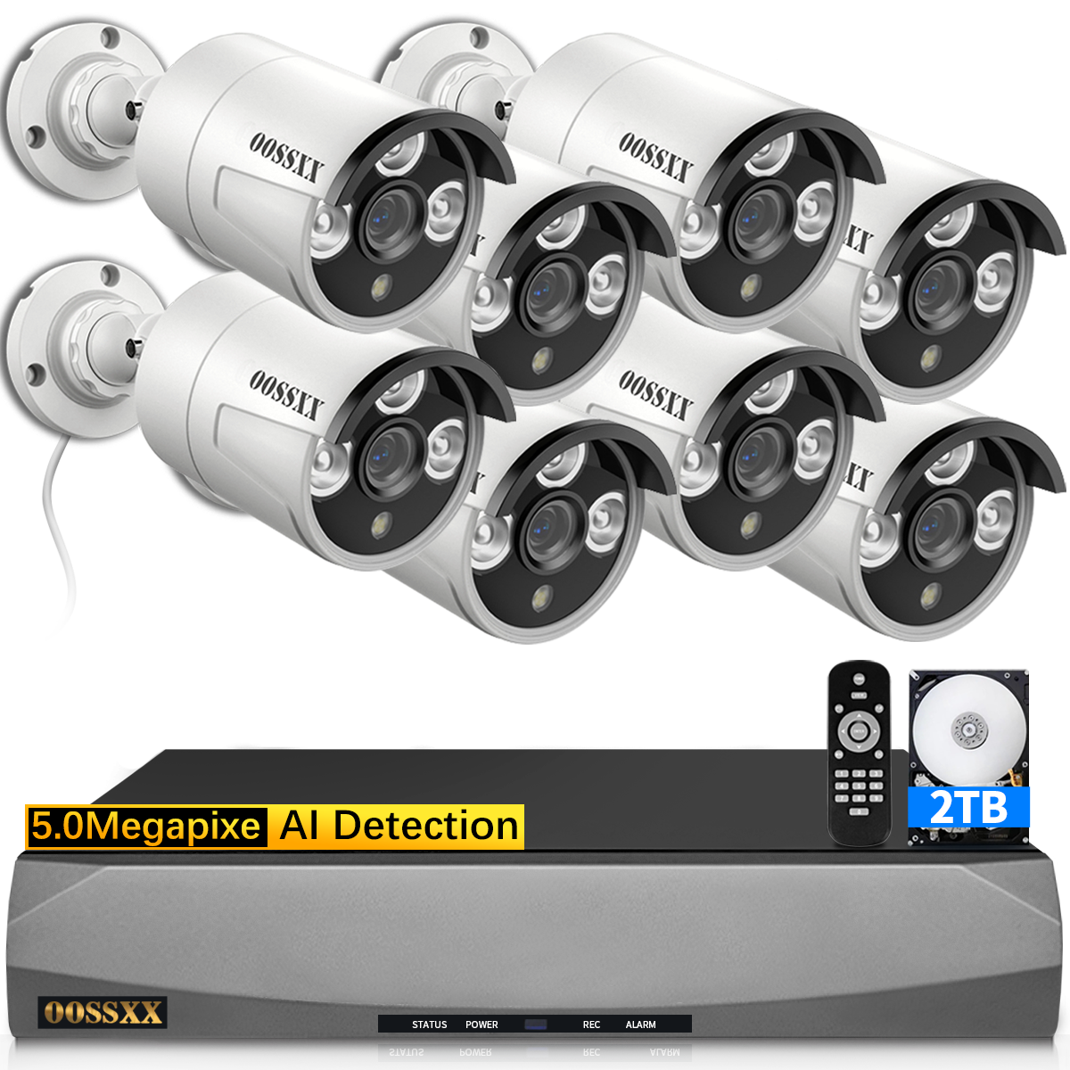 (HD 2.7K 5.0MP with Audio) Outdoor Wired Security Camera Systems PoE Outdoor Surveillance Video System (Enjoy $20 Off Instantly)