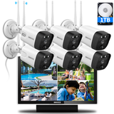 Load image into Gallery viewer, {5.0MP &amp; PIR Detection} 2-Way Audio Dual Antennas Security Wireless Camera System 3K 6Pcs 5.0MP Wireless Surveillance Monitor NVR Kits