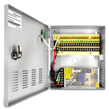 Load image into Gallery viewer, 18 Channel 12 Volt DC Output 10A CCTV Distributed Power Supply Box for Security Camera with AC Plug and Lock for Security Cameras, DVRs, CCTV Power Supply (10A 18-Channel)