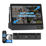 Cargar imagen en el visor de la galería, OOSSXX (NVR todo en uno de 5 MP y 10 canales) Monitor LCD de 10,1'' para cámaras de seguridad domésticas Sistema de cámara de seguridad inalámbrica para exteriores, Grabador de video de vigilancia en red NVR WiFi Alarma para interiores de viviendas